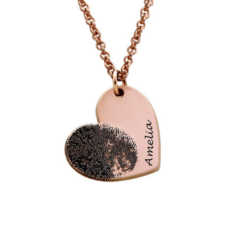 Personalized Fingerprint and Name Necklace