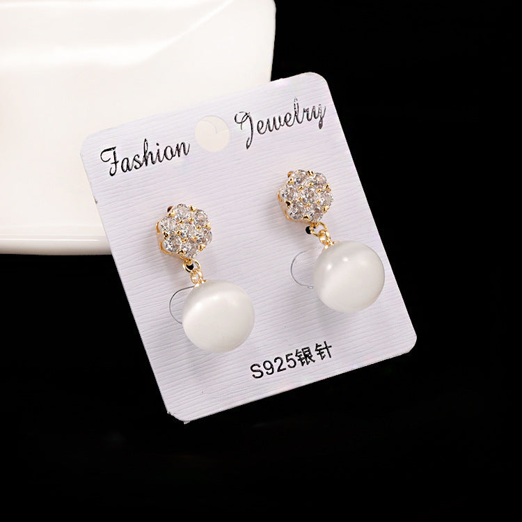 Pearl Multi-Tone Gold Plated Stud Dangle Earrings
