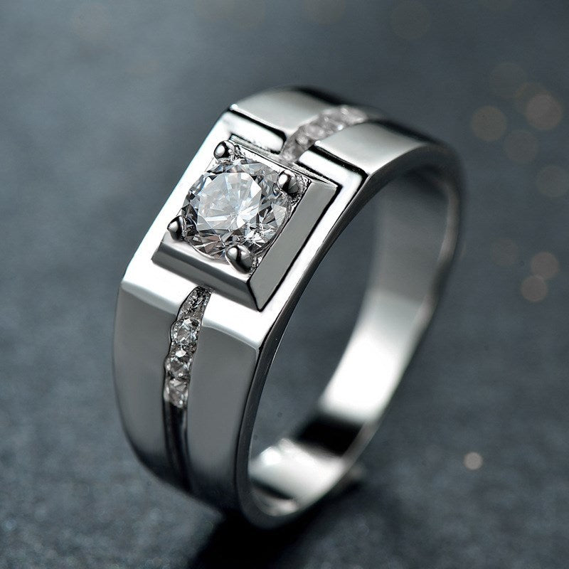 Men's Sterling Silver & Zircon Designer Ring