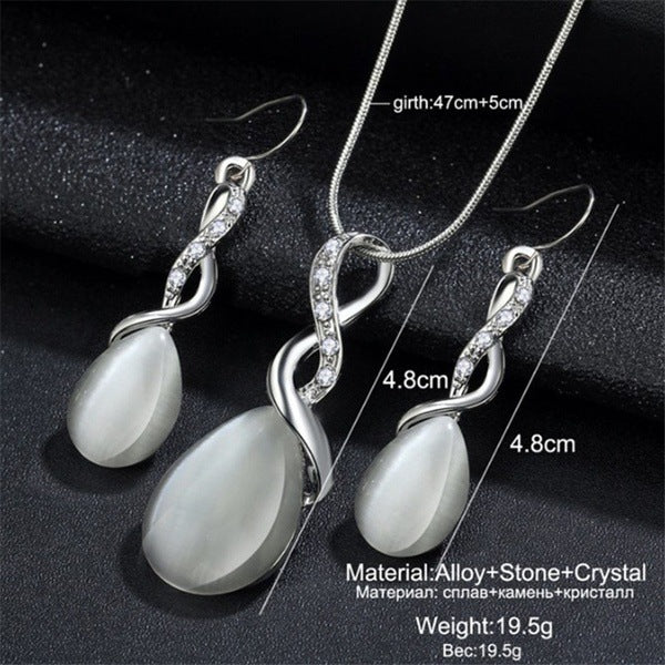 Elegant Opal Water Drop Jewelry Set