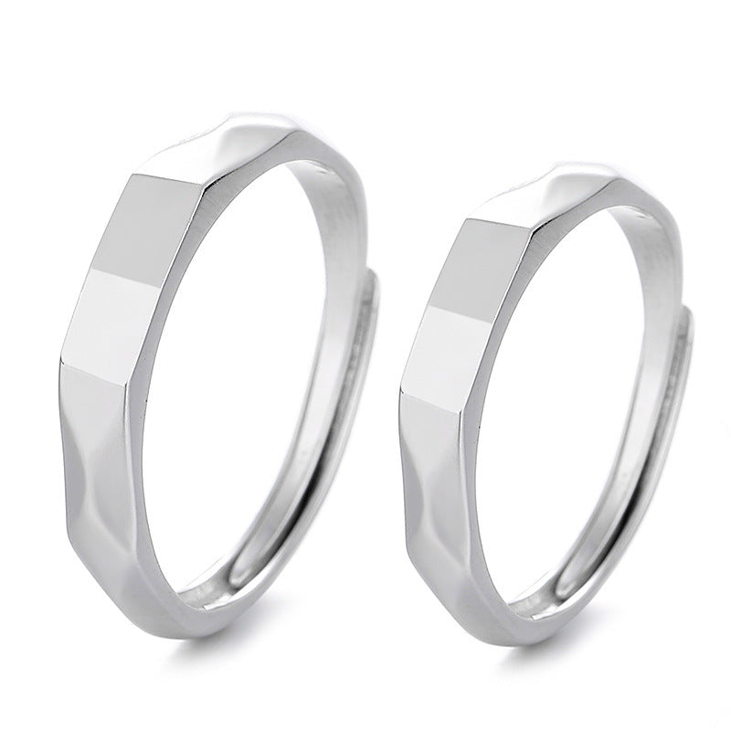 Adjustable Sterling Silver Light Projection Couple Rings