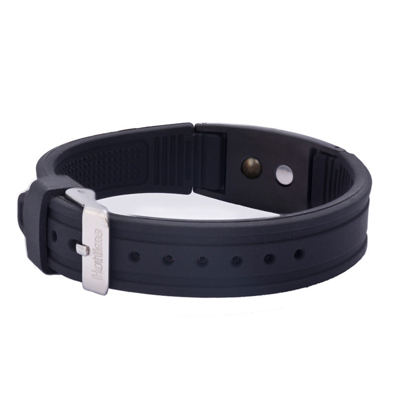 Adjustable Black Silicone Men's Bracelet with Stainless Steel Clasp