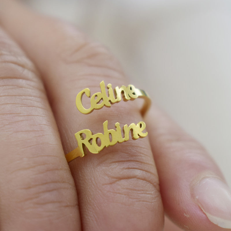 Custom Engraved Double Name Ring