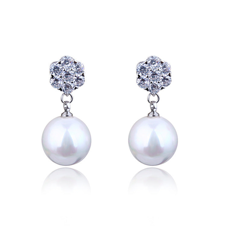 Pearl Multi-Tone Gold Plated Stud Dangle Earrings