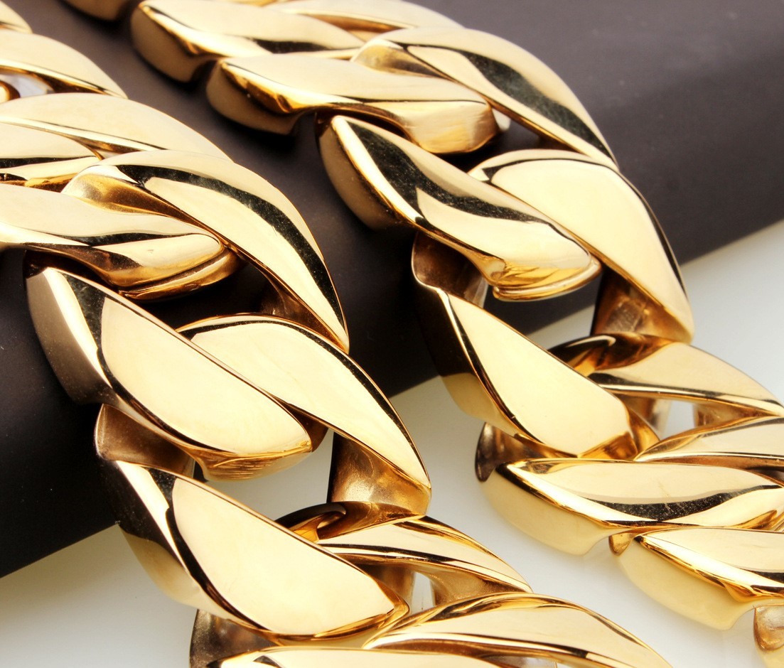 Men's Heavy 18K Gold Plated Cuban Chain Necklace