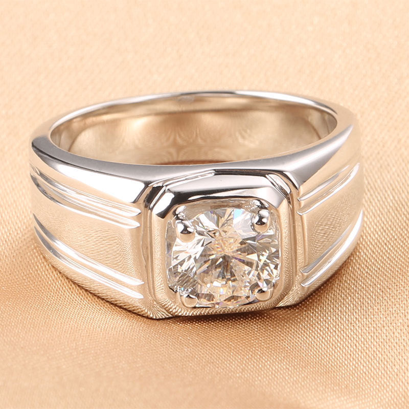 Sterling Silver White Gold-Plated Moissanite Solitaire Ring - 4.00 Ct Round Cut