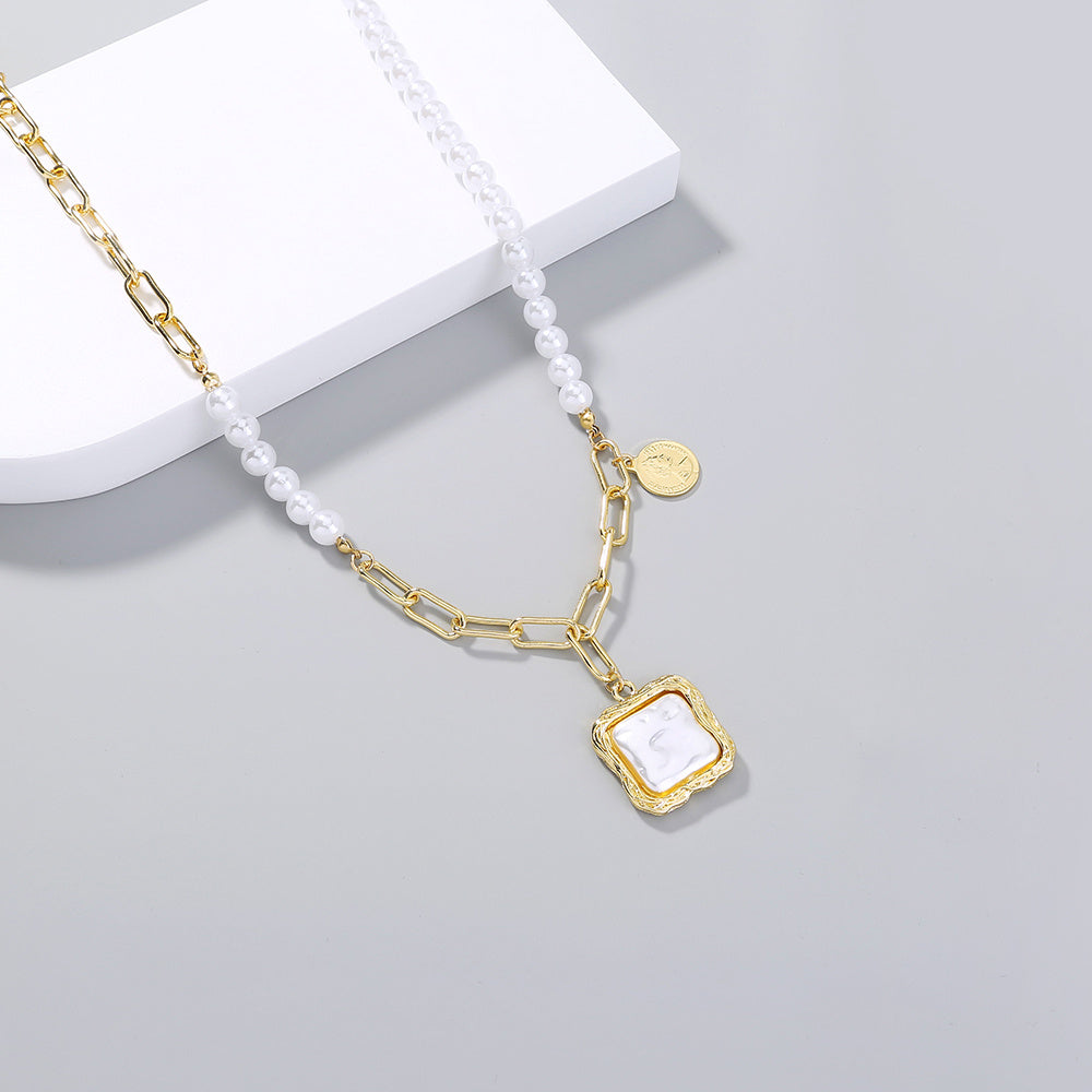 Faux Baroque Pearl Necklace - Gold Plated Resin & Zinc Alloy