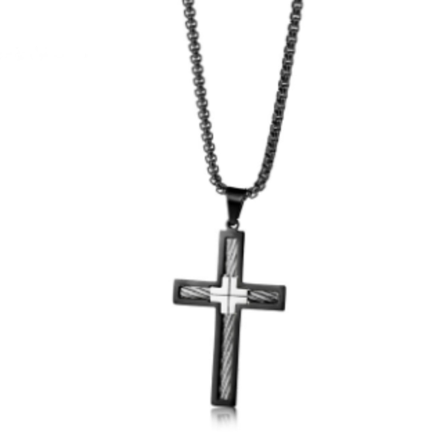Men's Titanium Steel Wire Cross Pendant Necklace