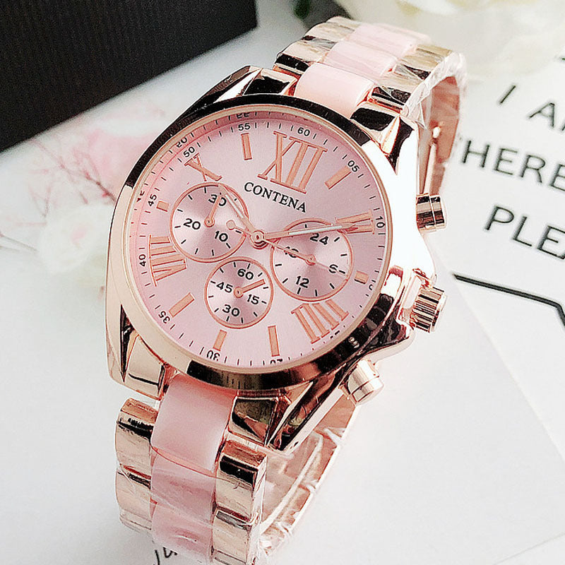 Ladies Fashion Pink Quartz Wrist Watch