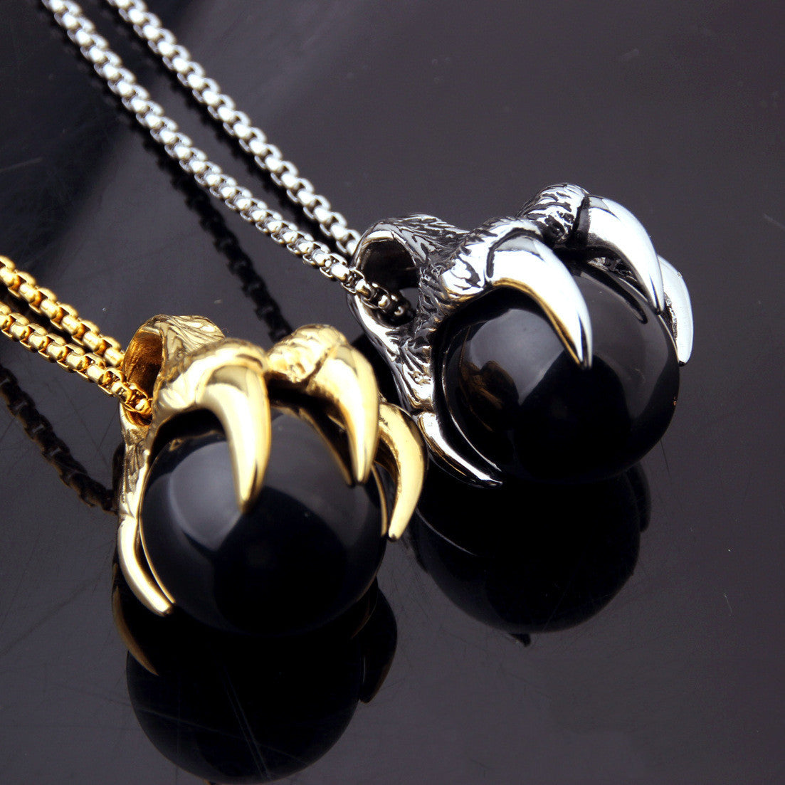 Striking Claw Holding Ball Pendant Necklace