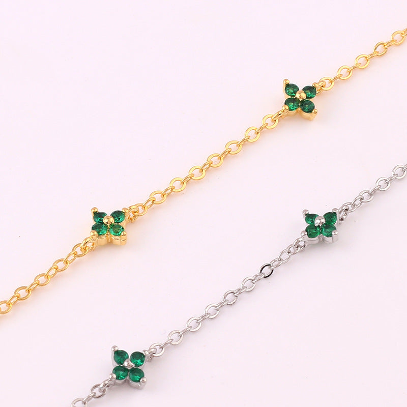 Exquisite Gold Plated Blue Flower Necklace