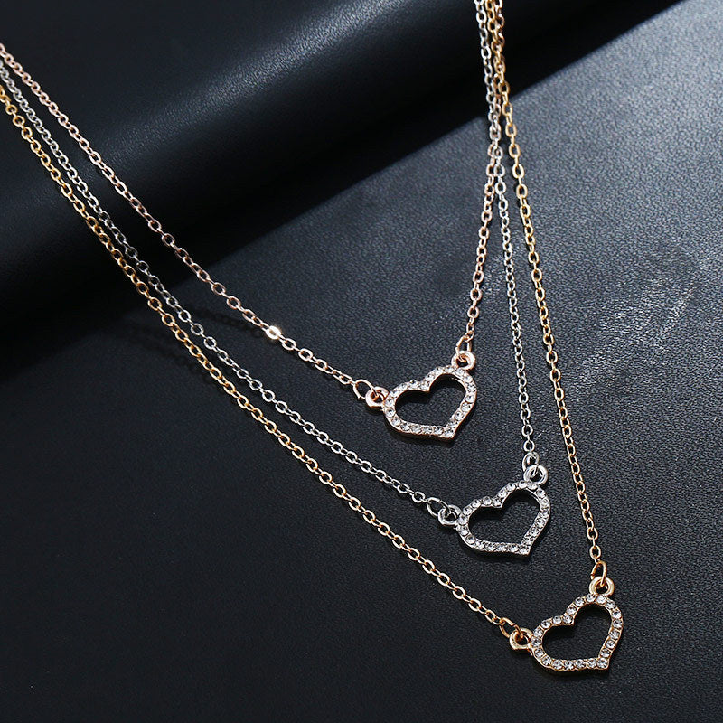Elegant Heart Diamond Pendant Necklace and Earrings Set