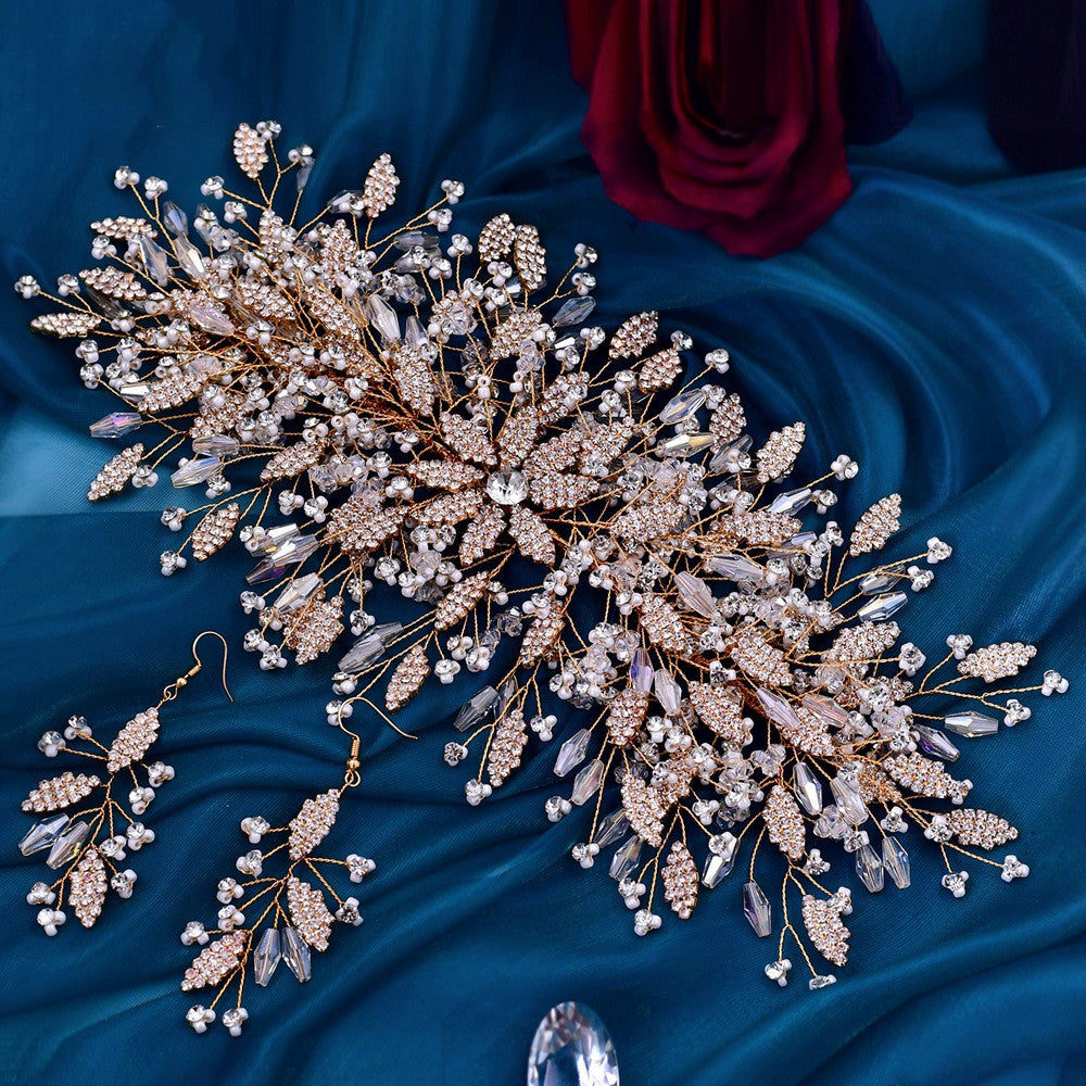 Opulent Gold Exaggerated Bridal Headpiece Set