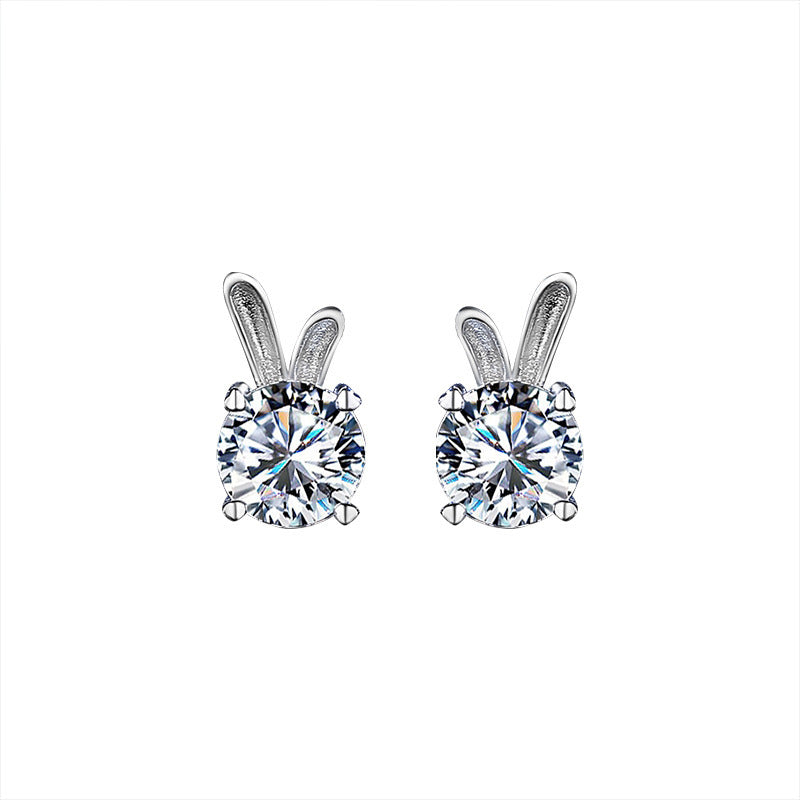 Women's Rabbit Moissanite Sterling Silver Earrings
