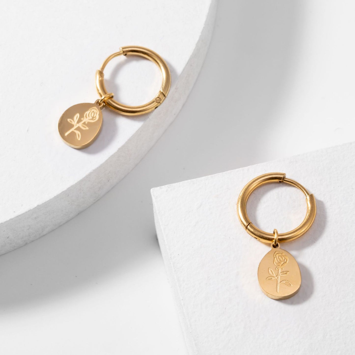 18K Gold Plated Titanium Steel Flower Jewelry Set