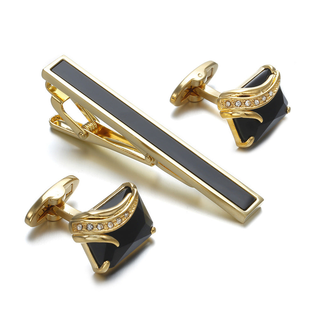 Gentleman's Gold Tie Clip & Cufflinks Set