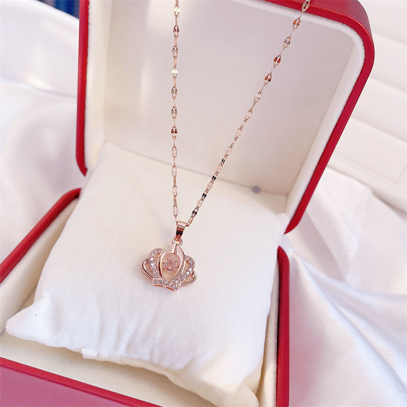 Titanium Steel Perfume Bottle Pendant Necklace - Trendy Zircon Charm