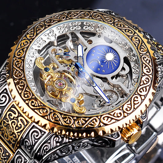 Skeleton Carved Tourbillon Mechanical Watch