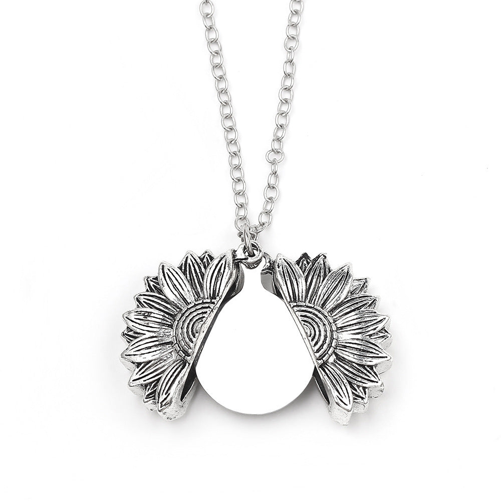 Personalized Sunflower Engraved Necklace