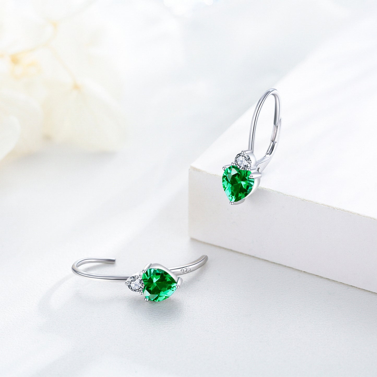 Dazzling Heart & Round Zirconia Sterling Silver Earrings