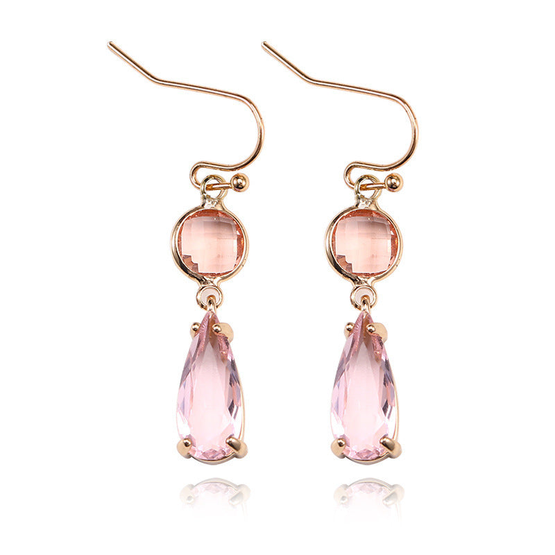 Elegant Pink & Emerald Double Drop Earrings