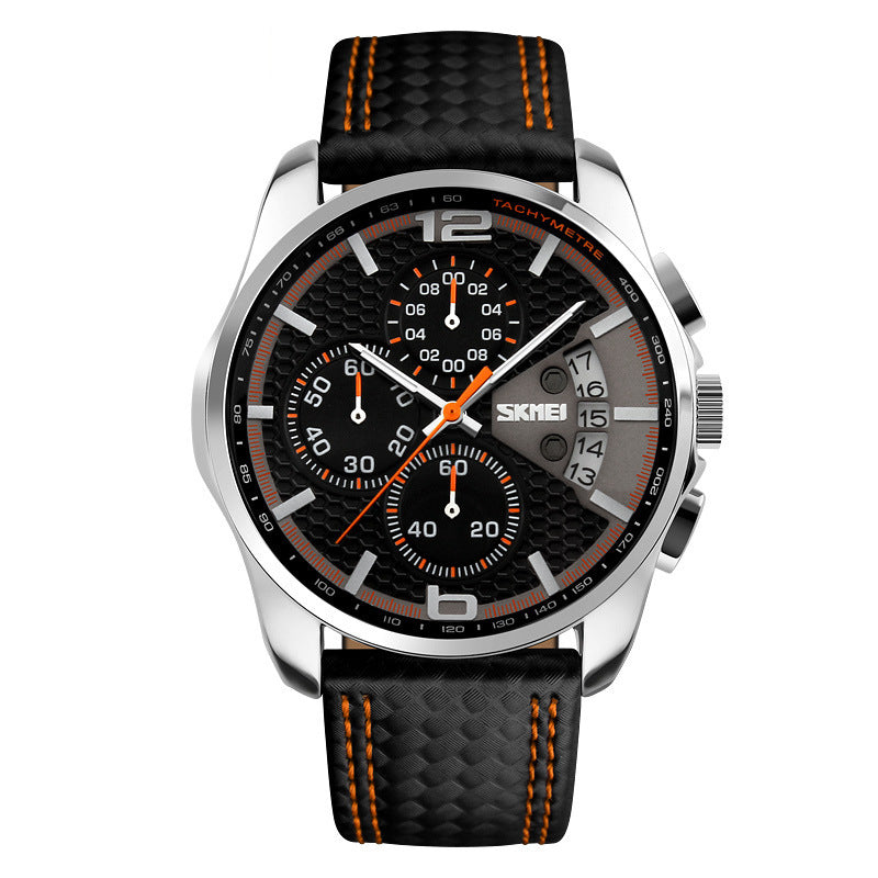 Men's Leather Quartz Sports Watch