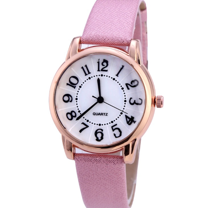 Elegant Casual Leather Strap Quartz Watch