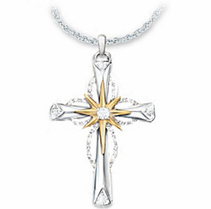 Octagonal Star Cross Alloy Pendant Necklace