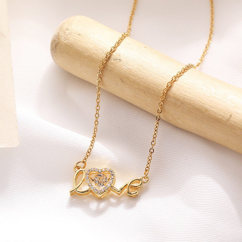 Elegant Love Letter Titanium Steel Necklace