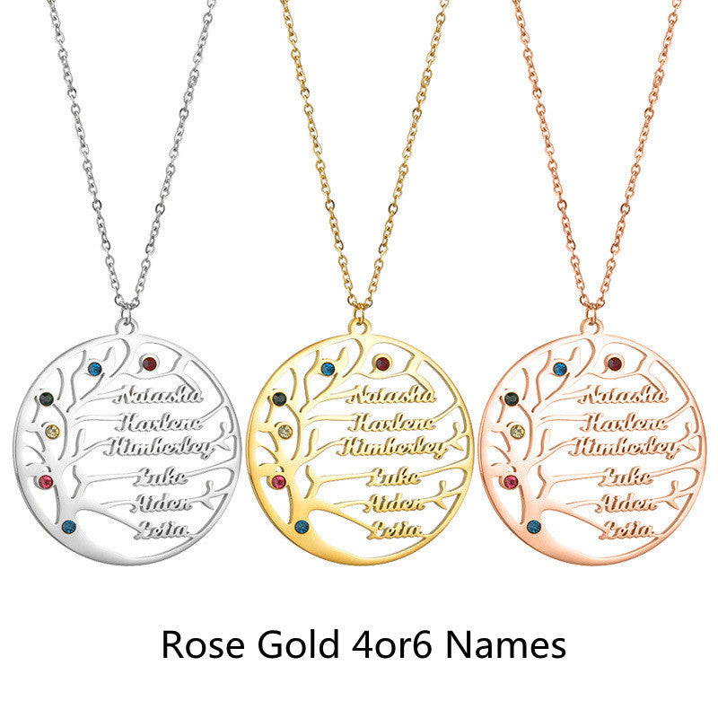 Personalized Golden Tree of Life Name Necklace