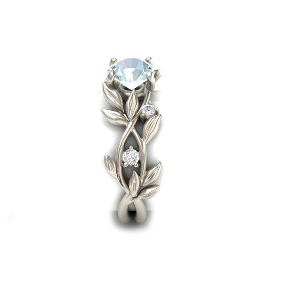 Leaf Design Zircon Princess Ring