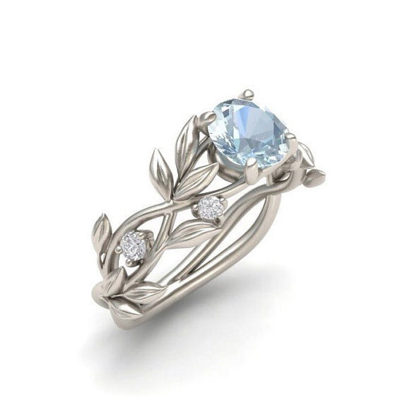 Leaf Design Zircon Princess Ring