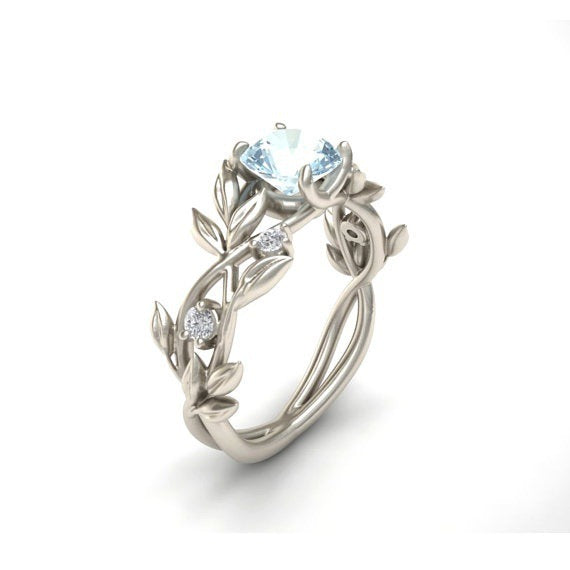 Leaf Design Zircon Princess Ring