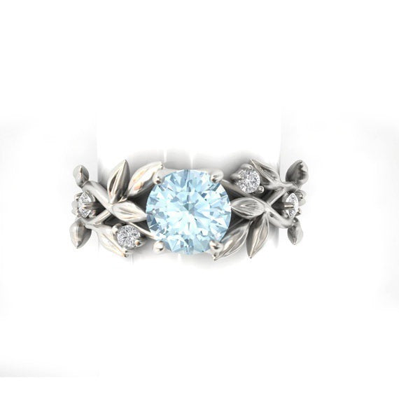 Leaf Design Zircon Princess Ring
