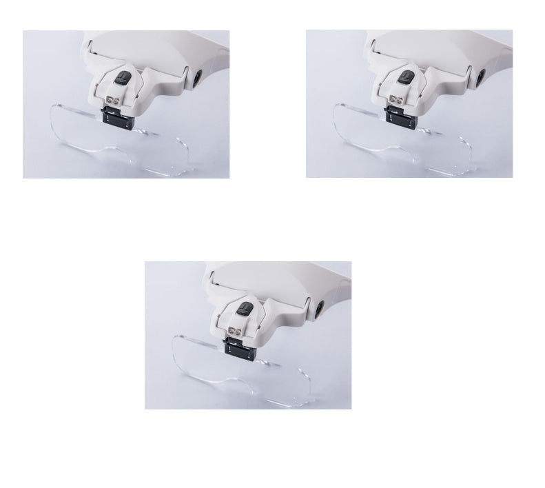 Eyewear Magnifier with LED Lamp: 1.0X-3.5X Adjustable 5-Lens Headband Loupe
