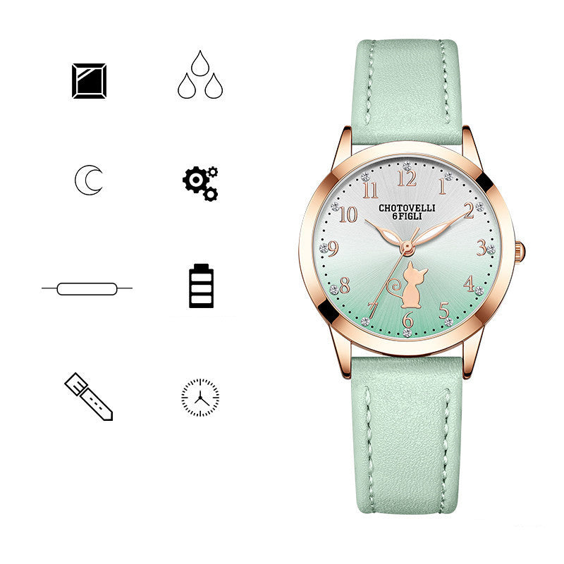 Kids' Rhinestone & Leather Quartz Watch