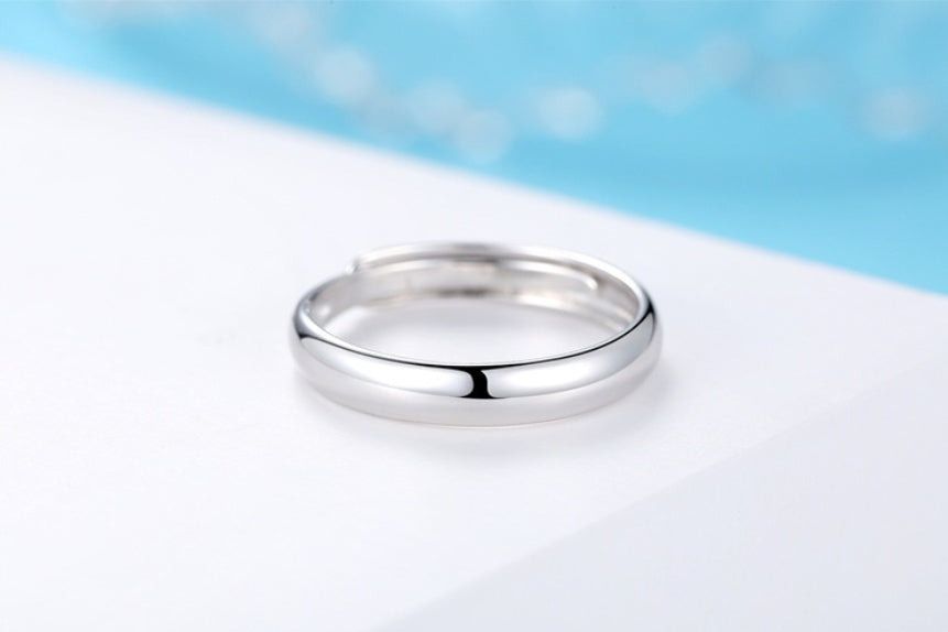 Glossy Simple Men's Silver Ring - Pure S990 Sterling Silver