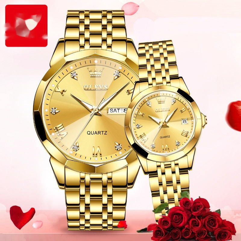 Elegant Valentine's Day Quartz Couple Watch Set