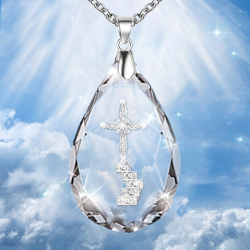 Simple Wild Cross Drop Pendant Necklace
