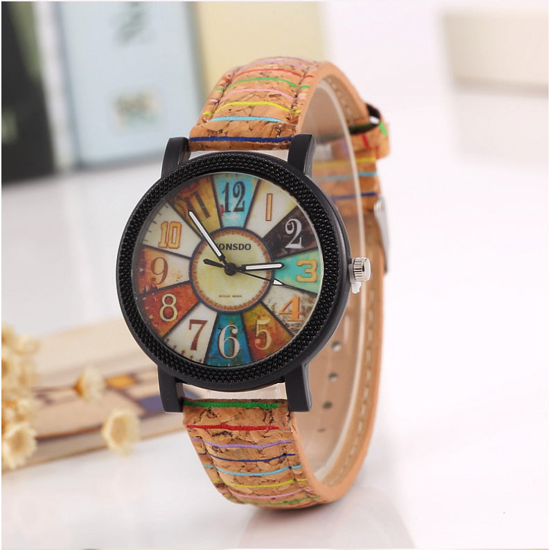 Vintage-Inspired Leather Quartz Watch for Women