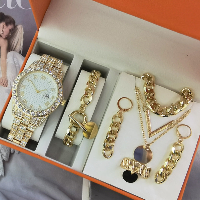 Sophisticated Quartz Watch & Jewelry Set for Her
