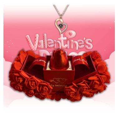 Eternal Rose & Crystal Pendant Necklace Jewelry Box Set - Valentine's Day Gift