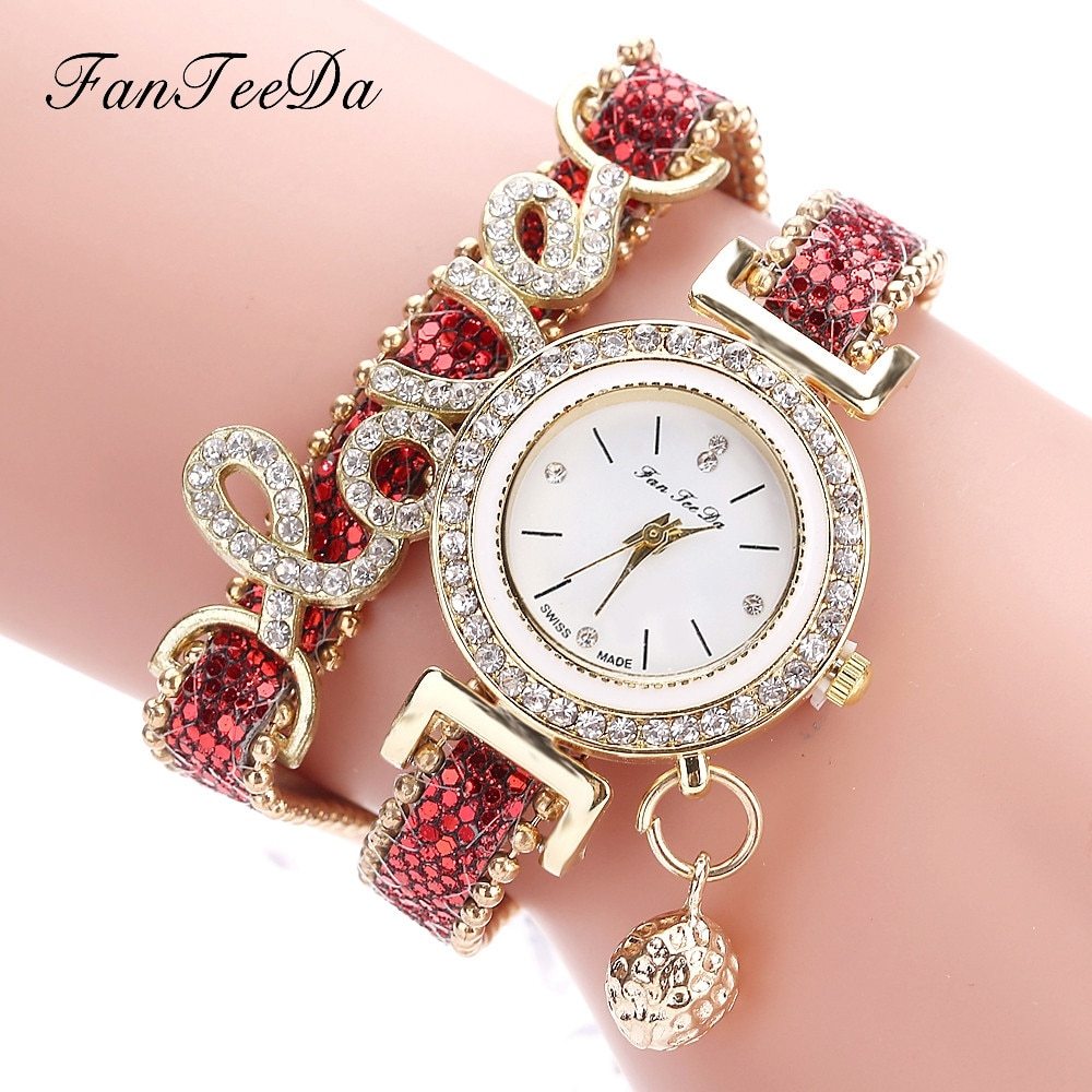 FanTeeDa Rhinestone Bracelet Watch for Women