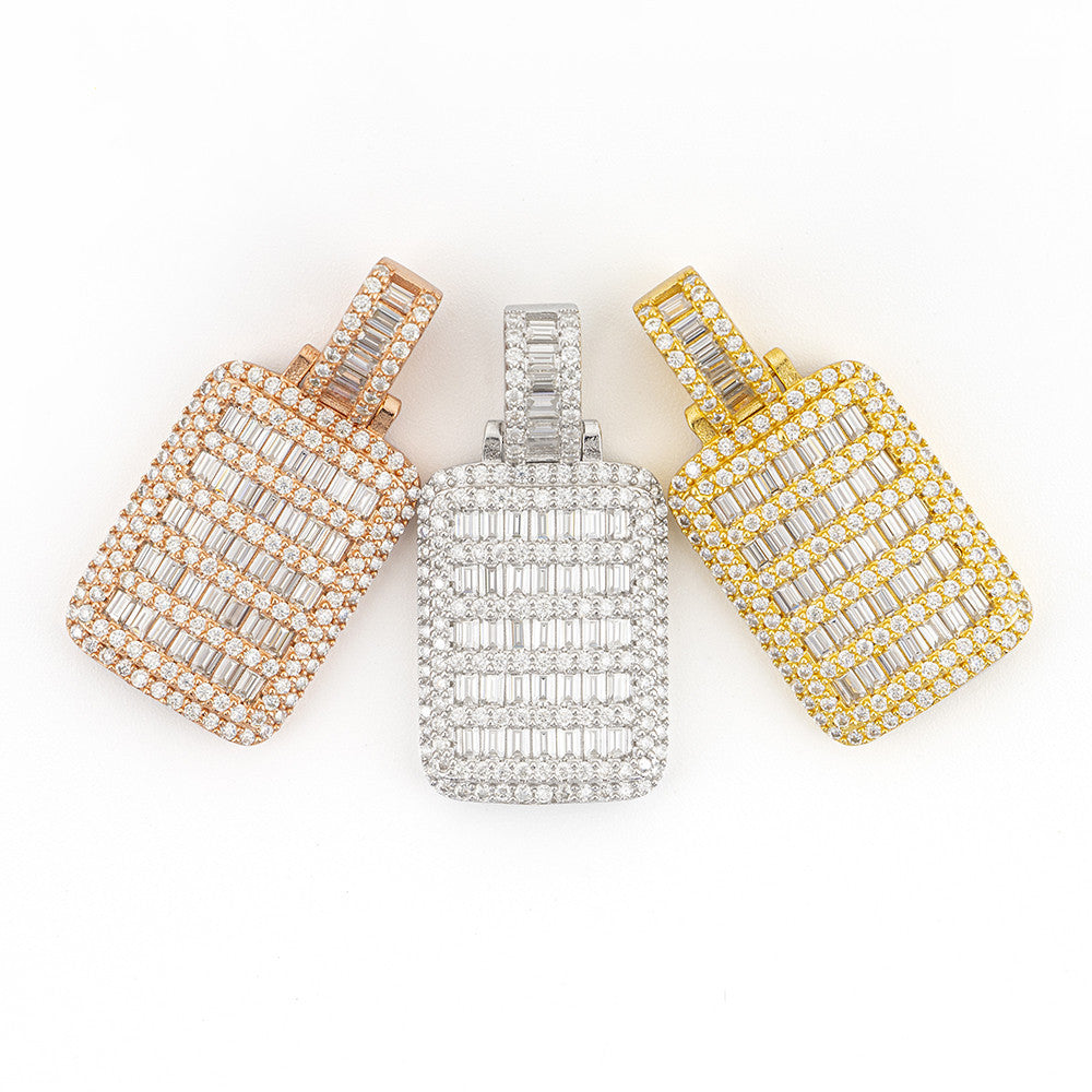 Hip Hop Iced Out Moissanite Rectangle Pendant