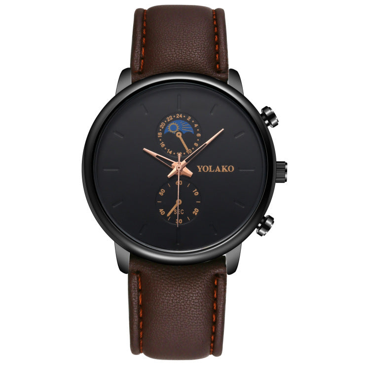 Ultra-thin Quartz Men's Watch with Leatherette Strap