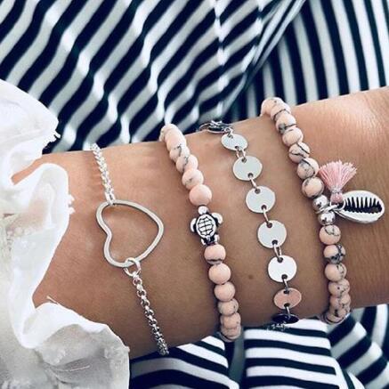 Celestial Charm Bead Chain Bracelet Set