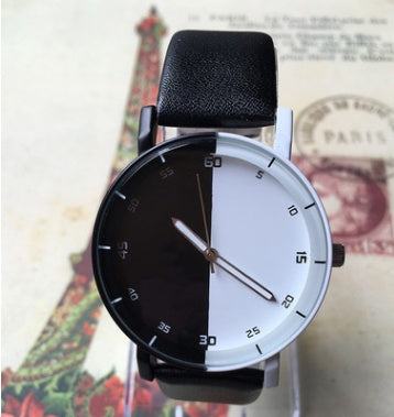 Contemporary Black & White Quartz Watch
