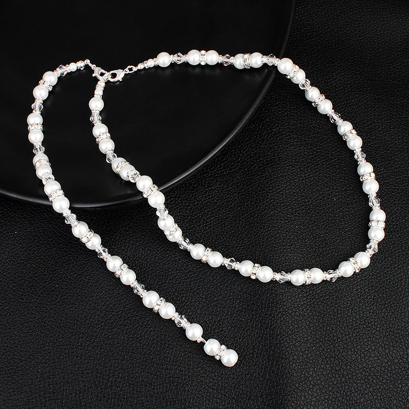 Backless Dress Pearl and Crystal Back Necklace