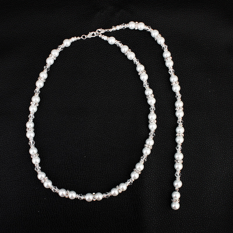Backless Dress Pearl and Crystal Back Necklace