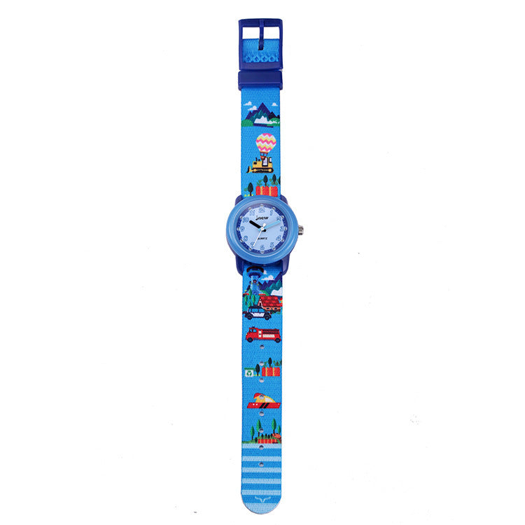 Waterproof Cartoon Kids' Quartz Watch with Ribbon Strap